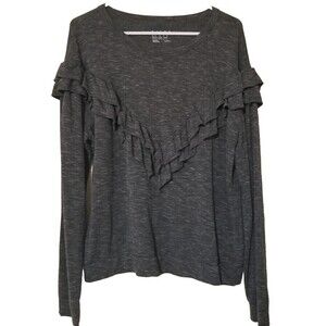 Marc New York Performance‎ Womens Gray Top Xlarge Sweatshirt Ruffle Heathered